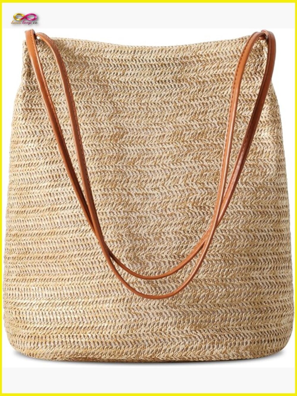 Straw Beach Tote Bag with Magnetic Snap Closure Summer Travel Handbag Shoulder
